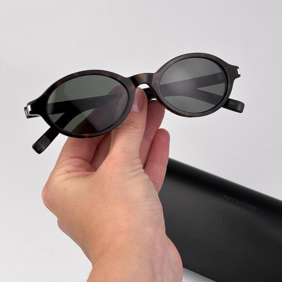 Saint Laurent JEANNE Sunglasses – Havana Oval Frame / Grey Lenses (SL751 002) - Picture 1 of 13